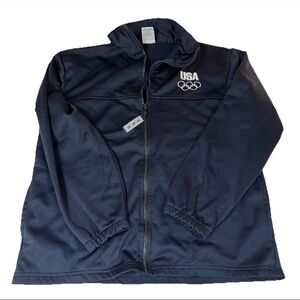 Olympics Size Medium Unisex Full Zip Up Lightweight Jacket Solid Blue #0130